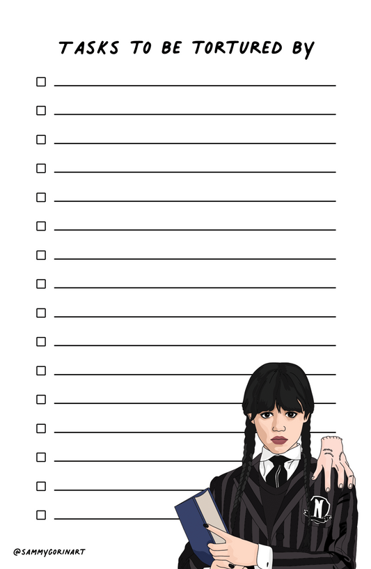 Tasks to Be Tortured By, Wednesday Addams, Notepad